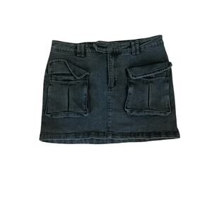 Salty Black Utility Pocket Mini Skirt Size Small | Button & Zip Closure